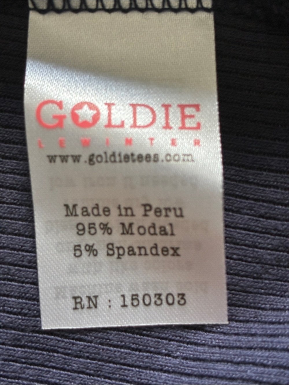 Goldie Ribbed Tank Navy Small - Picture 6 of 6